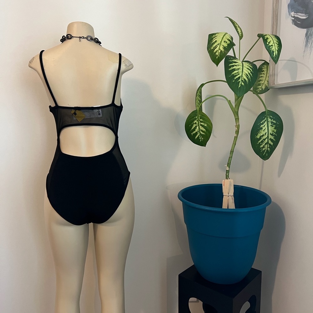 Boohoo Petite Sheer Deep Neck Bodysuit - Picture 4 of 12